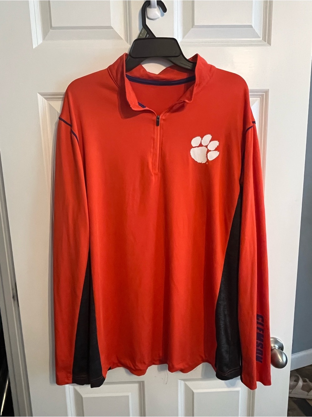 Clemson Orange Long-Sleeve 1/4 Zip Top with Paw Logo